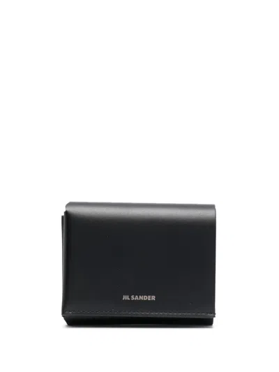Jil Sander Black Fold-over Smooth Leather Wallet