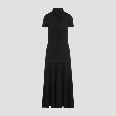 JIL SANDER BLACK FRONT KNOT DETAIL DRESS