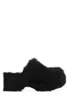 Jil Sander Platform Mules With Plush Fur And Rounded Toe In 1