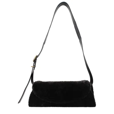 Jil Sander Black Fur Crossbody Women's Bag