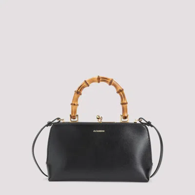 JIL SANDER BLACK GOJI BAMBOO MINI SATCHEL BAG