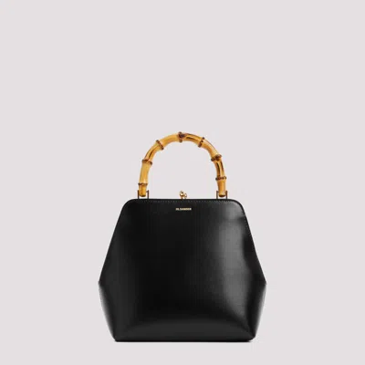 JIL SANDER BLACK GOJI FRAME SQUARE TOTE BAG