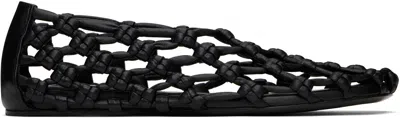 Jil Sander Cutout Knotted Leather Ballet Flats In Black