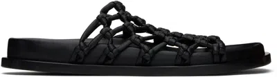 JIL SANDER BLACK HAND-KNOTTED SANDALS