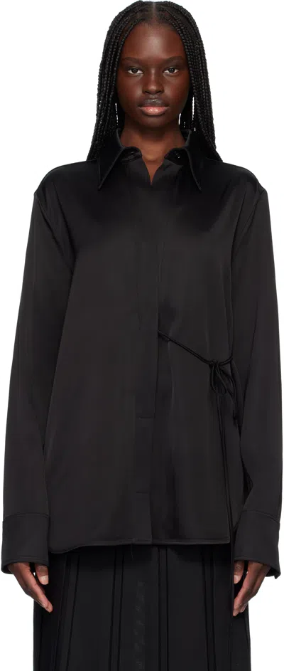 Jil Sander Black Heavy Viscose Silk Twill Shirt In 001 Black