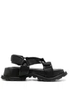 JIL SANDER BLACK HIKING PLATFORM SANDALS WITH TOUCH STRAP IN LEATHER WOMAN