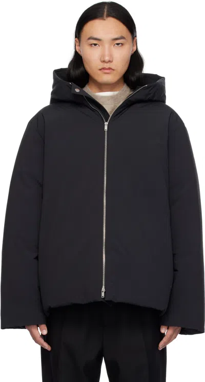 Jil Sander Black Hooded Down Jacket In 001 Black