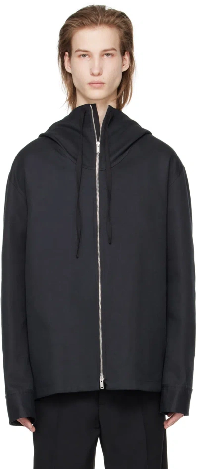 Jil Sander Black Hooded Jacket In 001 Black