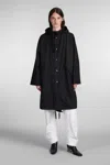 Jil Sander Hooded Midi Parka With Drawstring Waist In Black