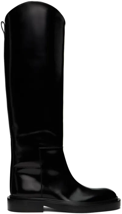 JIL SANDER BLACK KNEE TALL BOOTS