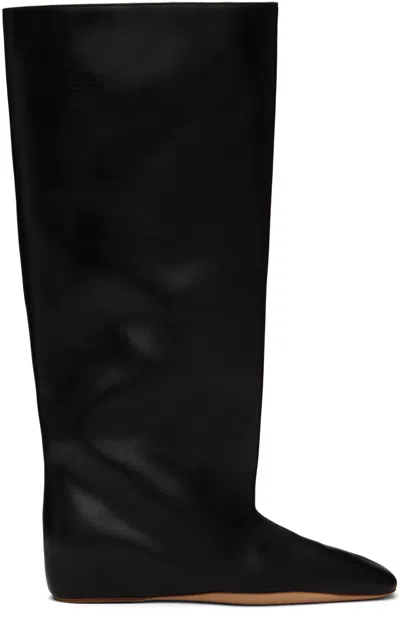 Jil Sander Black Knee Tall Boots In 001 Black