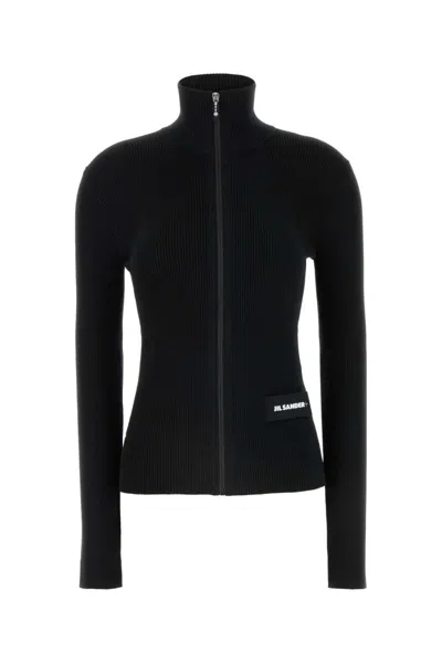 JIL SANDER BLACK KNITTED CARDIGAN