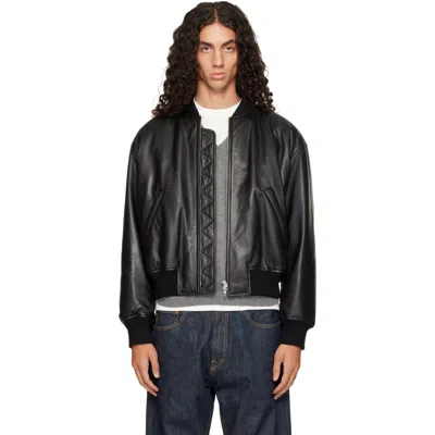 Jil Sander Black Lambskin Bomber Jacket
