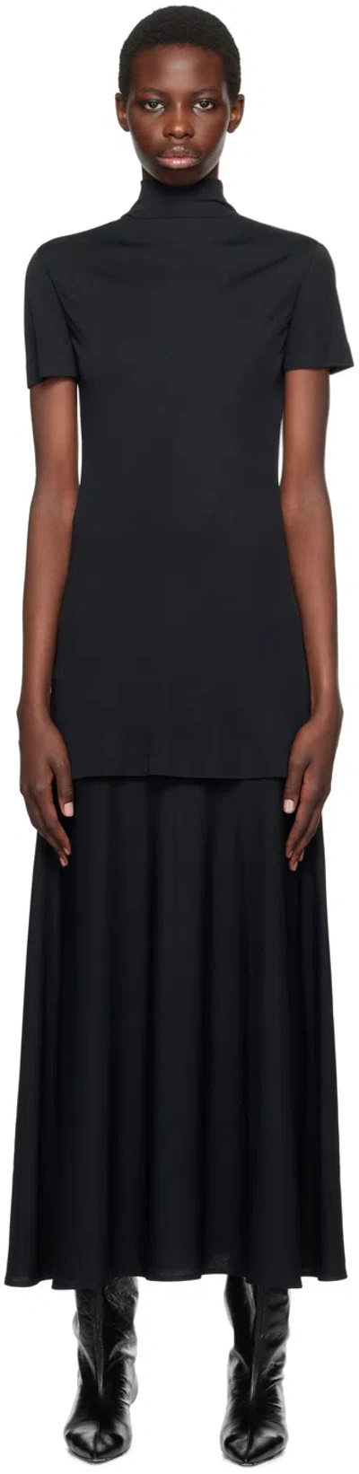 Jil Sander Black Front Knot Detail Dress