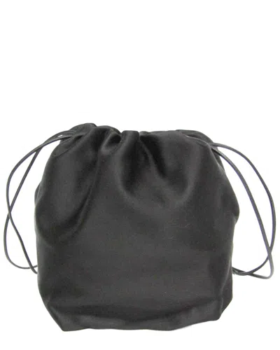 Pre-owned Jil Sander Black Leather & Satin Drawstring Shoulder Bag (authentic Pre-loved)