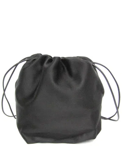 Pre-owned Jil Sander Black Leather & Satin Drawstring Shoulder Bag (authentic Pre-loved)