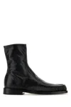 Jil Sander Men Black Leather Ankle Boots In Black