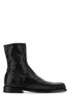 Jil Sander Men Black Leather Ankle Boots In Black