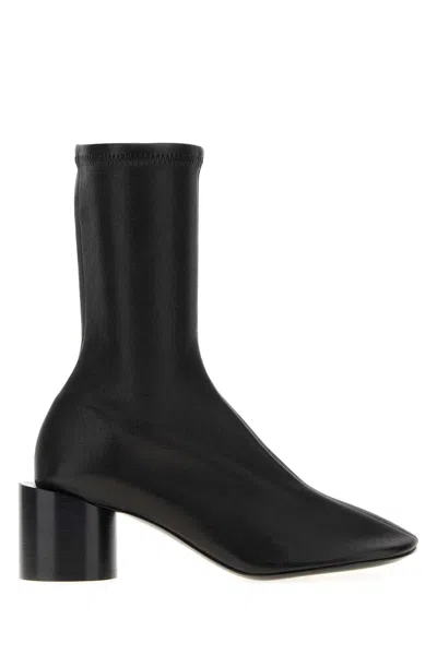 JIL SANDER BLACK LEATHER ANKLE BOOTS