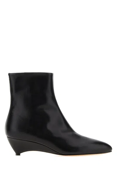 Jil Sander Black Leather Arc Ankle Boots