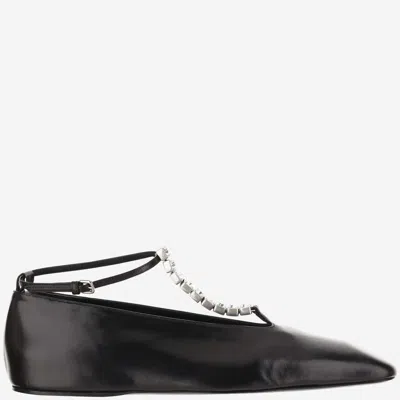 JIL SANDER BLACK LEATHER BALLERINAS