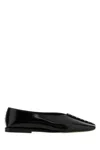 Jil Sander Pointed Toe Leather Ballerina Flats With Studs In Black