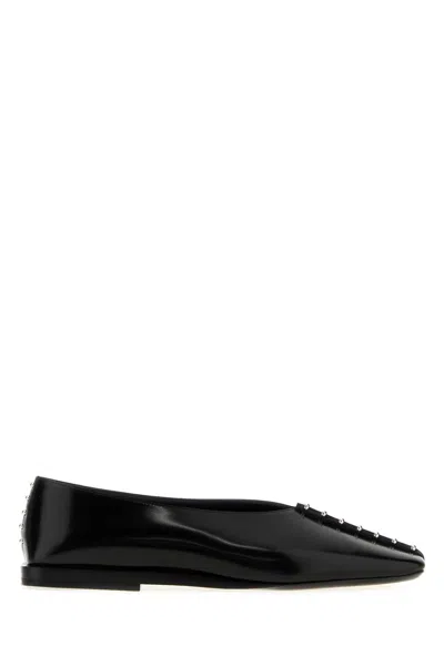 JIL SANDER BLACK LEATHER BALLERINAS
