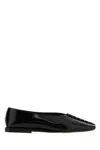 Jil Sander Pointed Toe Leather Ballerina Flats With Studs In Black