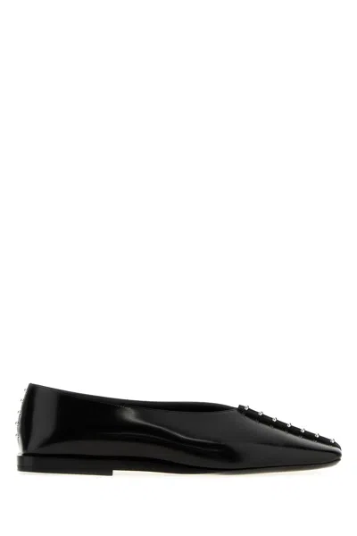 JIL SANDER JIL SANDER BLACK LEATHER BALLERINAS