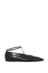 Jil Sander Crystal-embellished Leather Ballerina Shoes In Black