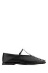 Jil Sander Leather Ballerinas Embellished Strap Flat Sole Pointed In Black