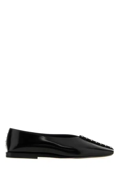 JIL SANDER JIL SANDER BLACK LEATHER BALLERINAS