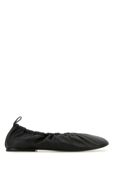 JIL SANDER BLACK LEATHER BALLERINAS