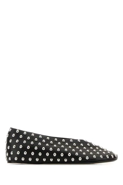 JIL SANDER BLACK LEATHER BALLET FLATS