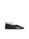 Jil Sander Ring Whipstitch-trimmed Leather Ballet Flats In Black