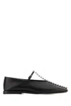 Jil Sander Leather Ballerinas Embellished Strap Flat Sole Pointed In Black