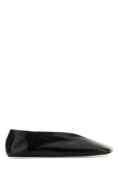 JIL SANDER BLACK LEATHER BALLET FLATS