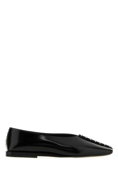 JIL SANDER BLACK LEATHER BALLET FLATS