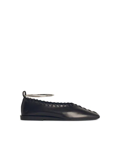 Jil Sander Black Leather Ballet Flats Women