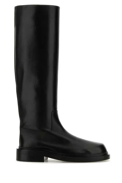 Jil Sander Black Leather Boots In 001