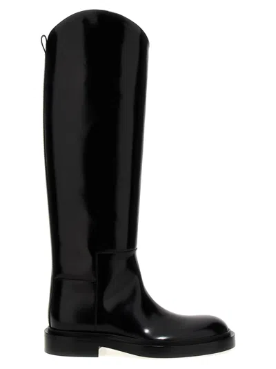 JIL SANDER BLACK LEATHER BOOTS