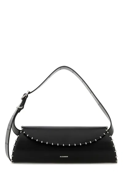 Jil Sander Black Leather Cannolo Crossbody Bag