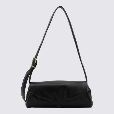 Jil Sander Black Leather Cannolo Shoulder Bag