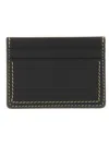 Jil Sander Black Leather Card Holder With Contrasting Stitching In Black