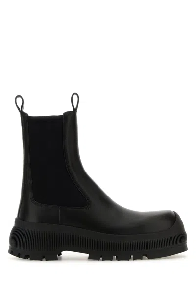 Jil Sander Black Leather Chelsea Ankle Boots In Multi