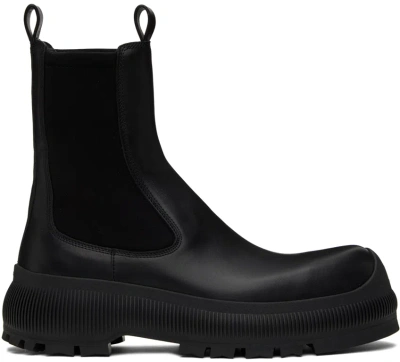 Jil Sander Black Leather Chelsea Boots In 001 Black