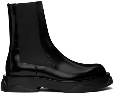 Jil Sander Black Leather Chelsea Boots In 001 Black