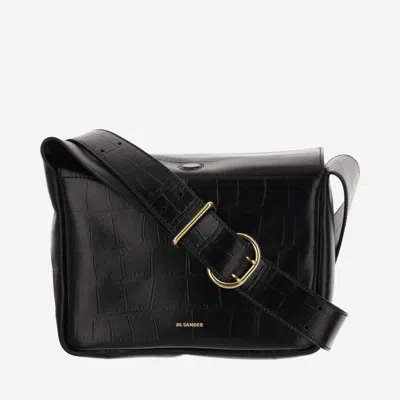 JIL SANDER BLACK LEATHER CROSSBODY BAG