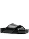 Jil Sander Black Leather Crossover Sandals