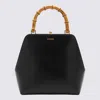 Jil Sander Goji Bamboo Small Leather Top Handle Bag In Black